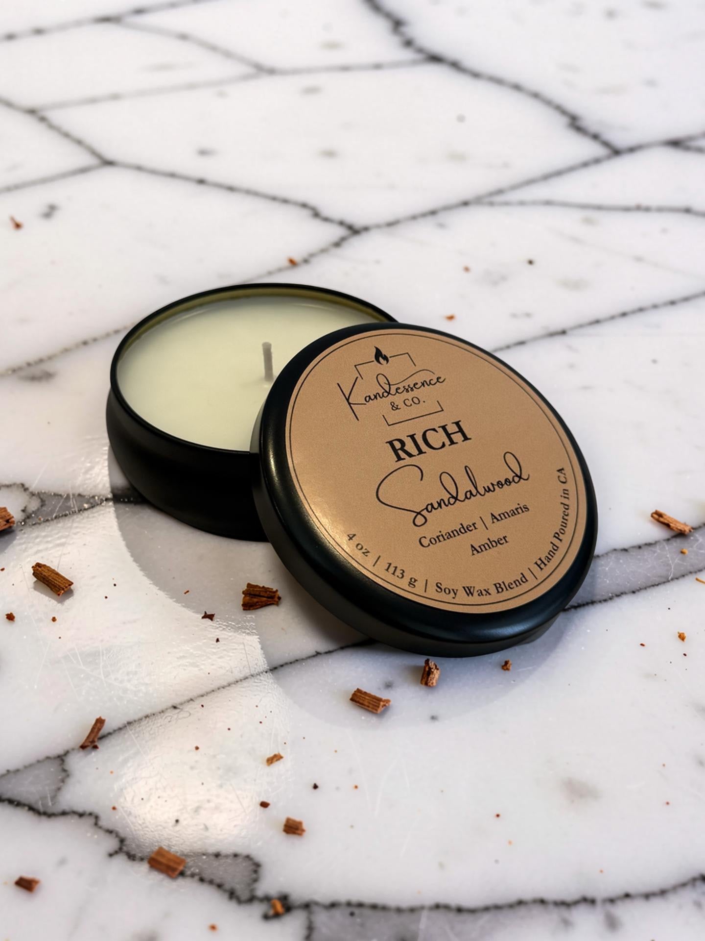 Rich Sandalwood Travel Candle