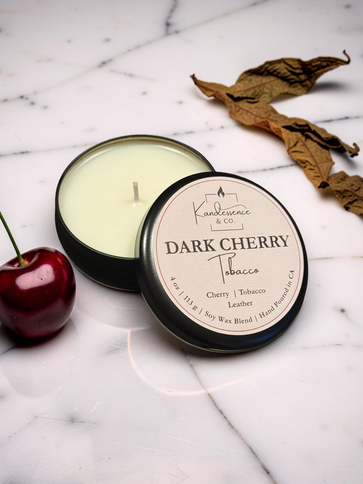 Dark Cherry Tobacco Travel Candle