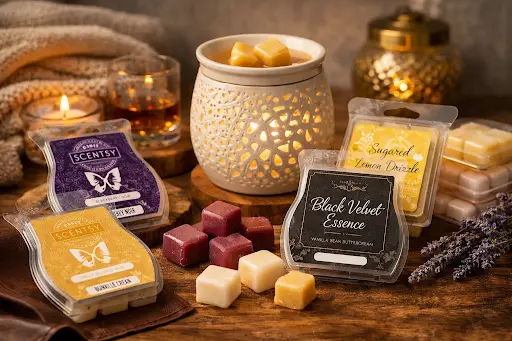 Assorted-scented-wax-melts-including-Scentsy-wax-melts-and-candle-wax-melts-displayed-in-a-cozy-home-setting